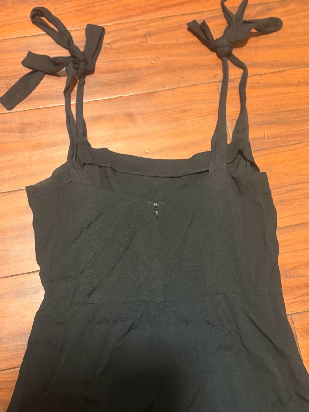 Reformation Black Tie-Shoulder Square-Neck Jumpsuit, Cropped Flare - Picture 8 of 13